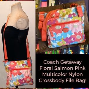 COACH Getaway Floral Nylon Crossbody File Bag!